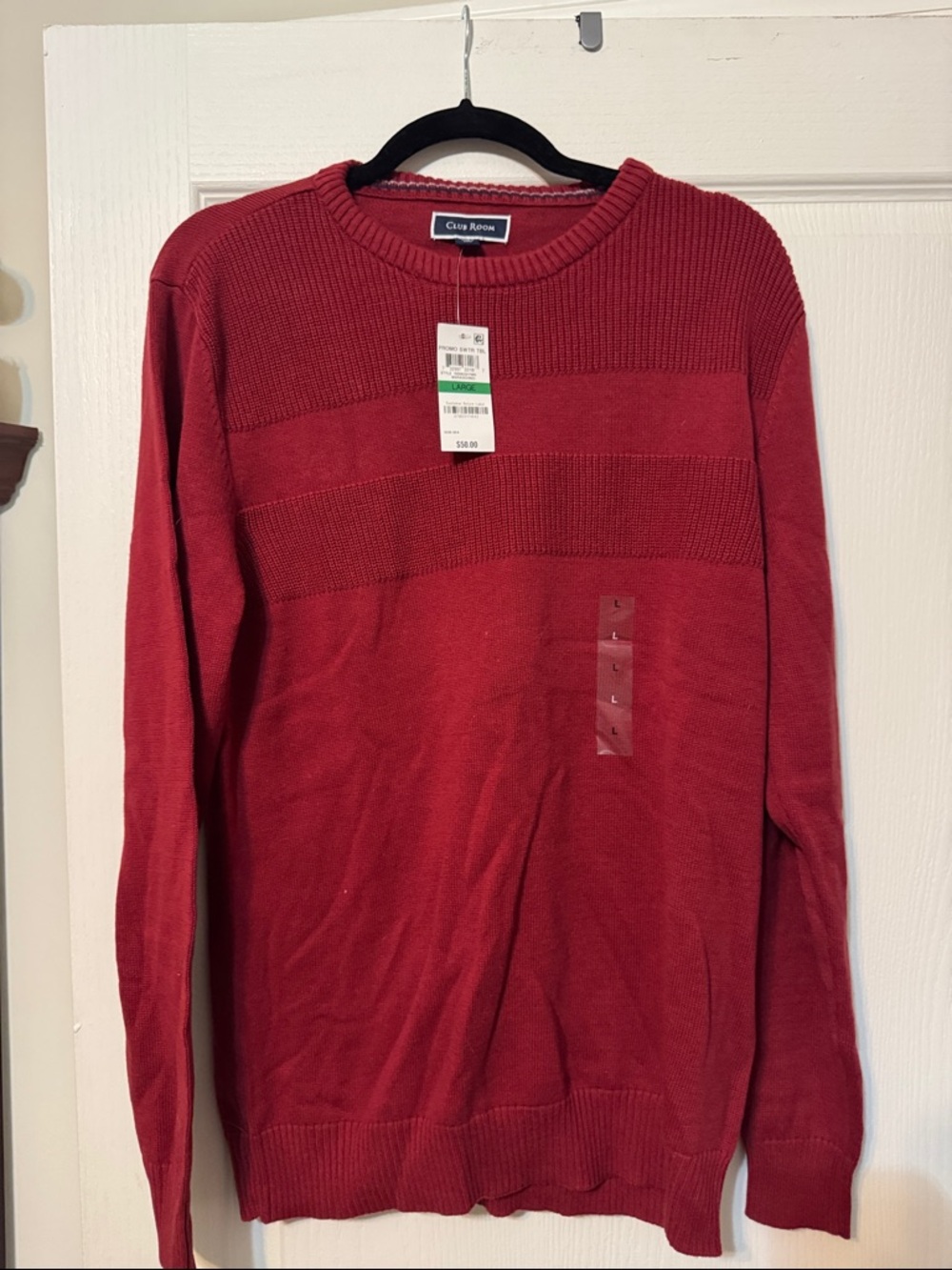 Club Room Men's Crewneck Sweater in Burgundy Red